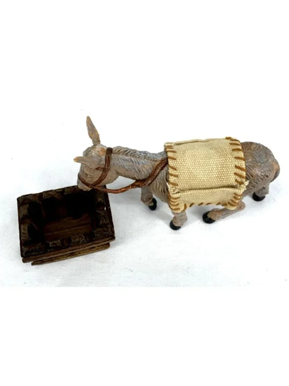 Fontanini Mary's Donkey with Cloth Saddle Blanket and Trough Lot of 2 4.5